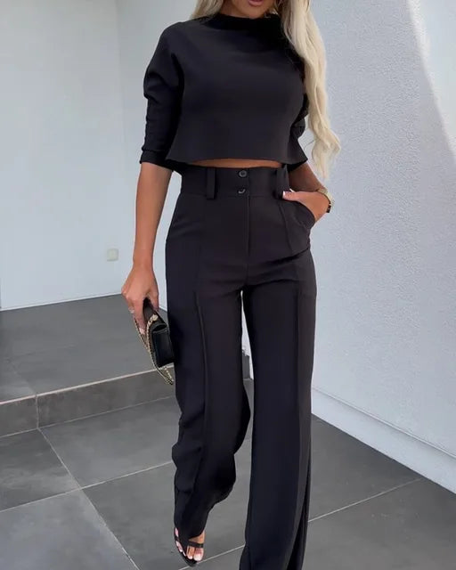 Amalia | Elegante crop top en broek met hoge taille